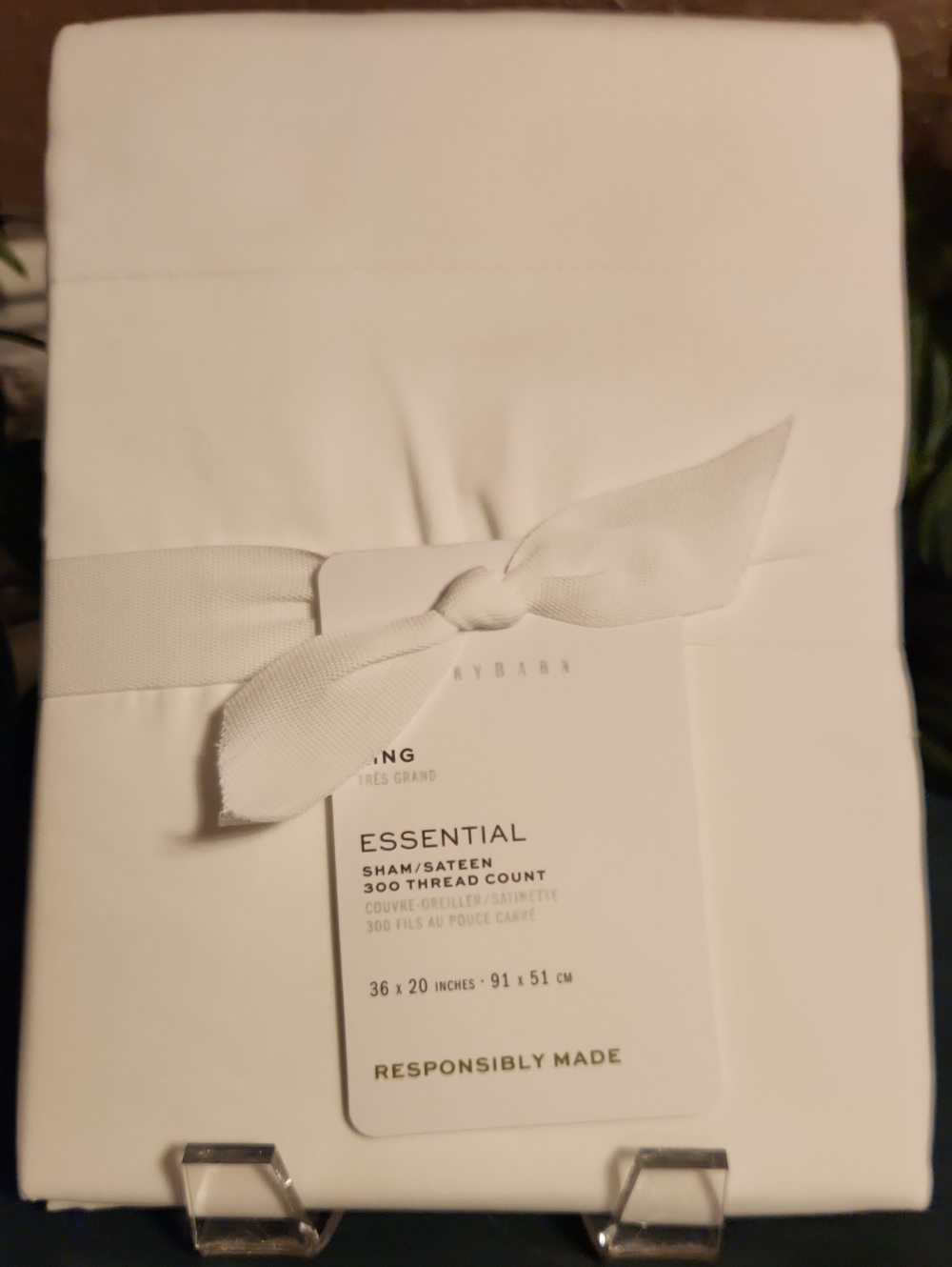 Pottery Barn Essential White Cotton King Sateen Sham NWT